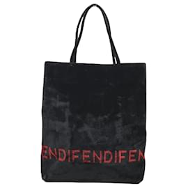 Fendi-Fendi Velour Black Tote Bag-Black,Red