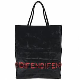 Fendi-Fendi Velour Black Tote Bag-Black,Red