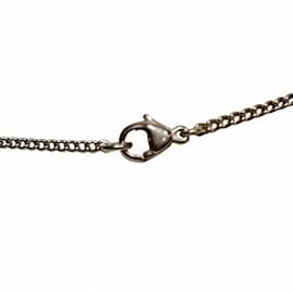 Chanel-CHANEL 06P Coco Mark Rhinestone Heart Accessory Necklace-Silvery