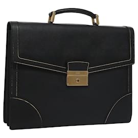 Prada-PRADA Business Bag Safiano leather Black Gold Auth bs21898-Black,Golden