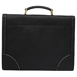 Prada-PRADA Business Bag Safiano leather Black Gold Auth bs21898-Black,Golden