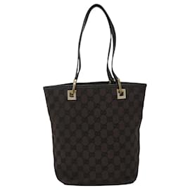 Gucci-GUCCI GG Canvas Tote Bag Brown Gold 002 1099 Auth ti2678-Brown,Golden