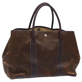 Hermès HERMES Amazonia Garden Party PM Bolsa de mão em couro marrom Auth yk16902 Marrom
