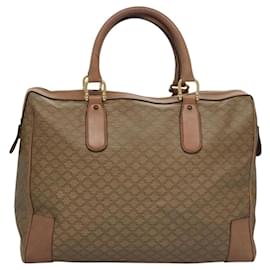 Céline-CELINE Macadam Canvas Boston Bag PVC Leather Beige Gold Auth bs21923-Beige,Golden