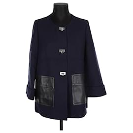 Claudie Pierlot-Cotton coat-Navy blue