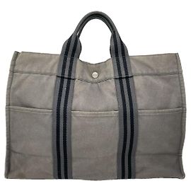 Borsa a mano in cotone grigio di Hermès Grigio