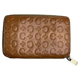 Céline Celine Triomphe Orange Leather Wallet Orange
