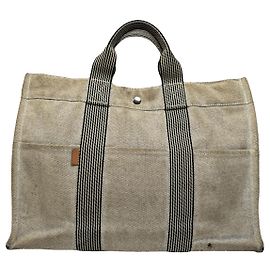 Bolso de mano de algodón beige de Hermès Beige