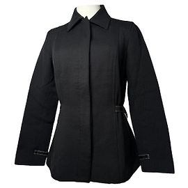 Burberry Sandringham Black Wool Trench Coat Black