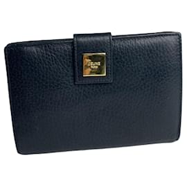Céline Celine Triomphe Blue Leather Wallet Blue