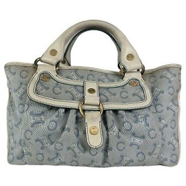 Céline Borsa a mano in cotone blu Celine Boogie Blu