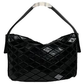Pleats Please Black Leather Handbag Black
