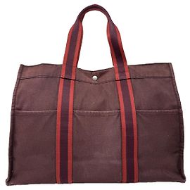 Bolsa de viaje de algodón burdeos de Hermès Burdeos