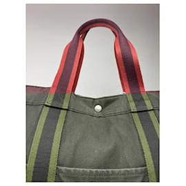 Hermès-HERMES Travel bags T.  Cotton-Dark red