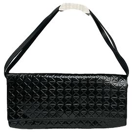 Pleats Please Black Vegan Leather Handbag Black