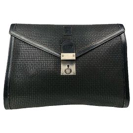 Bally Black Leather Clutch Bag Black
