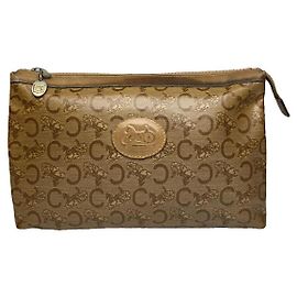 Céline Clutch de couro marrom vintage Celine Triomphe Marrom