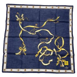 Fendi Navy Silk Scarf Navy blue