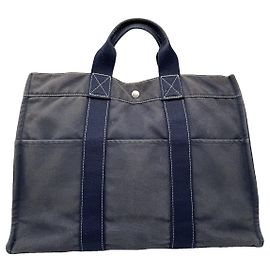 Borsa a mano in cotone blu Hermès Blu