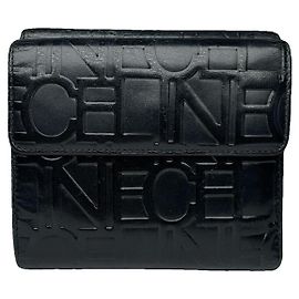 Céline Celine Triomphe Black Patent Leather Wallet Black
