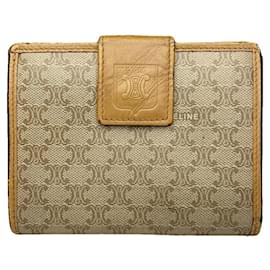 Céline Celine Triomphe Beiger Leder Geldbörse Beige