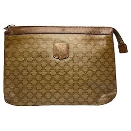 Céline Clutch de couro marrom vintage Celine Triomphe Marrom