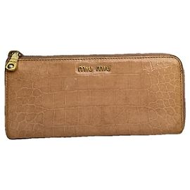 Portafoglio in pelle marrone Miu Miu Marrone