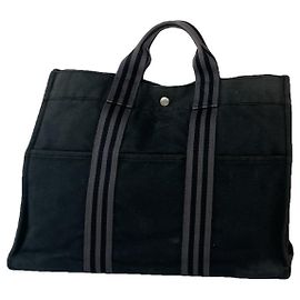 Hermès Black Cotton Handbag Black
