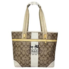 Bolsa de couro marrom Sufflette Signature da Coach Marrom