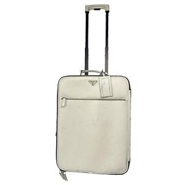 Bolsa de viagem de couro branco Prada Branco