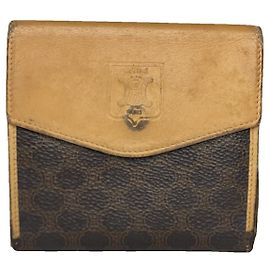 Céline Celine Triomphe Brown Leather Wallet Brown