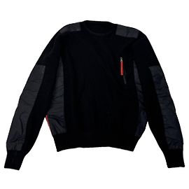 Prada Maglione in Cotone Nero & Felpa Nero