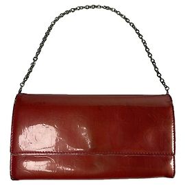 Dior 30 Montaigne Long Red Patent Leather Handbag Red