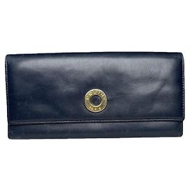 Céline Celine Triomphe Navy Patent Leather Wallet Navy blue