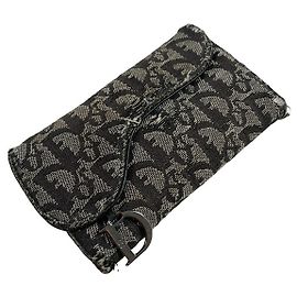 Portafoglio in cotone nero Dior Saddle Nero