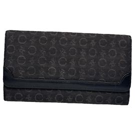 Céline Carteira de algodão preto Celine Triomphe Preto