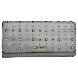 Carteira de couro prateada Miu Miu Prata