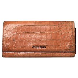 Miu Miu Orange Leather Wallet Orange