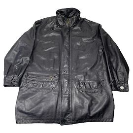 Saint Laurent Black Leather Coat Black
