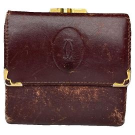 Cartier Burgundy Leather Wallet Dark red