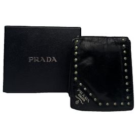 Portafoglio in pelle nera Prada Nero