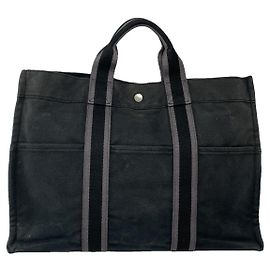 Hermès Black Cotton Handbag Black