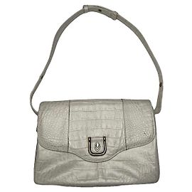 Autre Marque Non Signé / Unsigned White Leather Handbag White