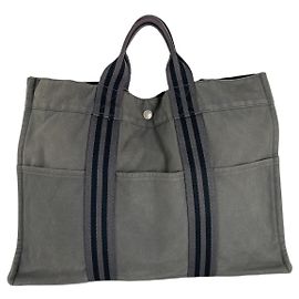 Bolso de mano de algodón gris de Hermès Gris