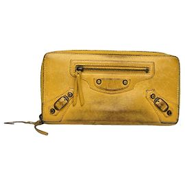 Cartera de cuero amarilla Balenciaga Amarillo