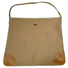 Bolso de mano de algodón beige Prada Bibliothèque Beige