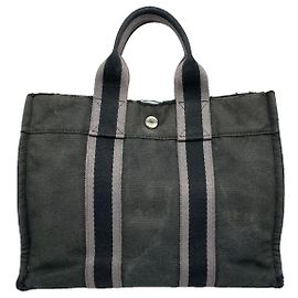 Borsa a mano in cotone nero Hermès Nero