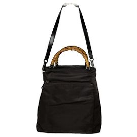 Gucci Vintage Bamboo Brown Polyester Handbag Brown