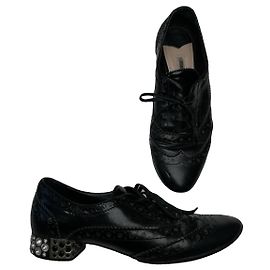 Miu Miu Noir Cuir Lacets Noir