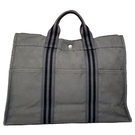 Bolsa de mão de algodão cinza da Hermès Cinza